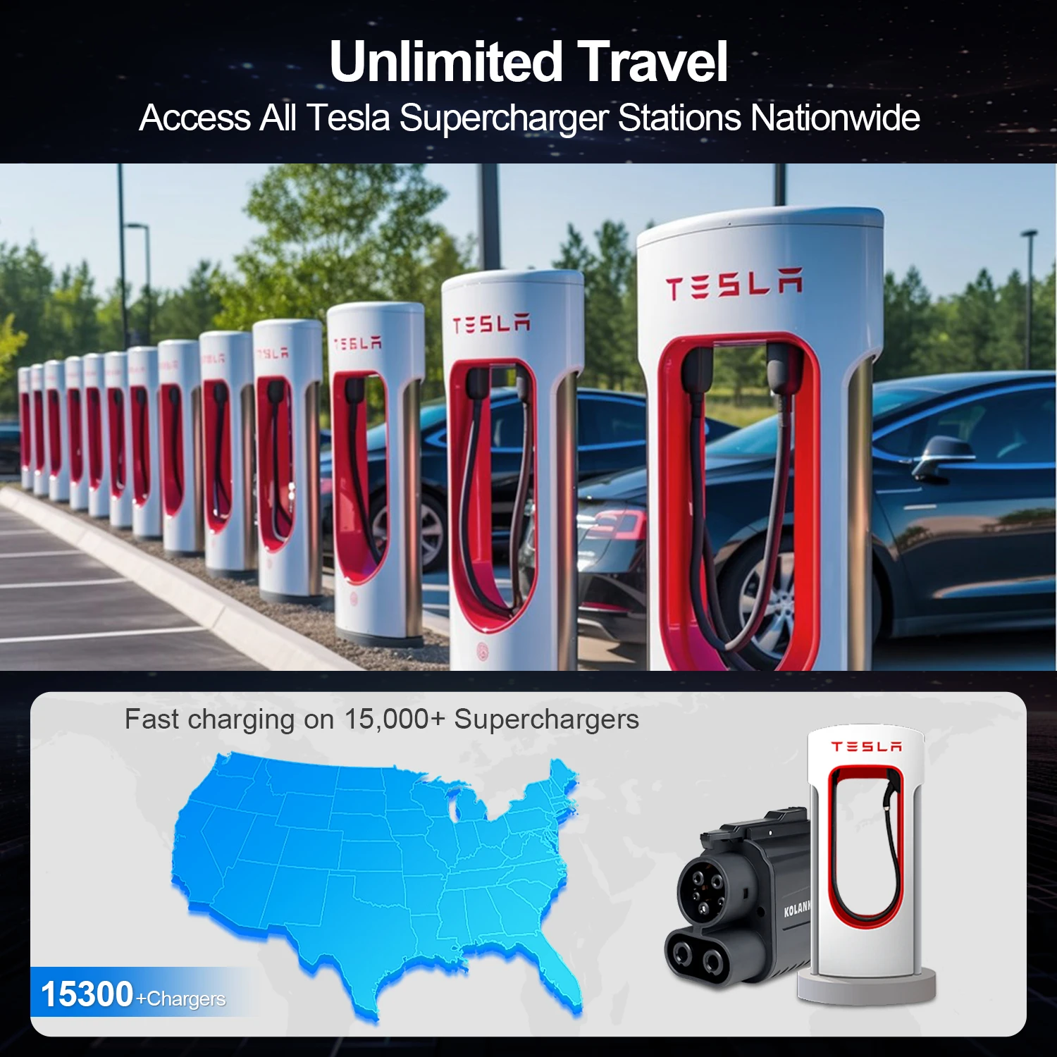NACS to CCS1 Tesla Supercharger Adapter. 500A Fast Charge EV Tesla superchargers