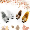 Simulation Mini Squatting Squirrel Model Cute Imitation Fox Ornaments Children Birthday Gifts Home Decor Plush Figures Craft 2