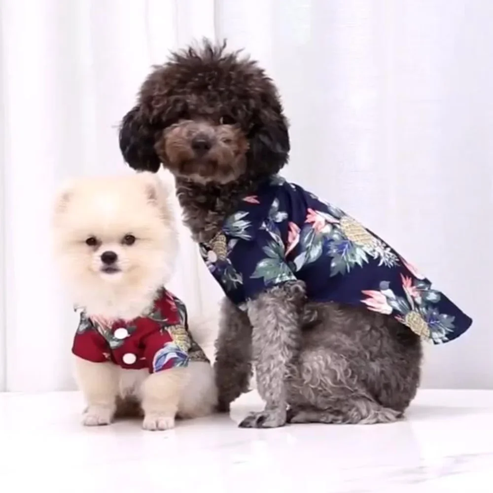 Hawaiian Dog Shirts Puppy Dog T-Shirts With Coconut Tree Print Pet Apparel Suit For Small To Medium Dogs Cats pet dog shirt dog suit
