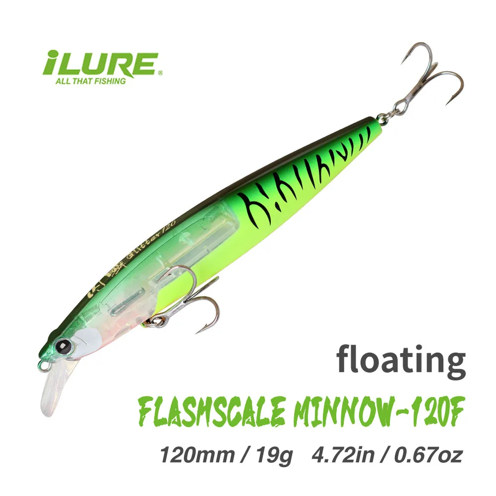 ILURE Jerkbait Minnow 120F19g Floating Wobbler Fishing Lure Plastic  Artificial Baits Swimbait for Bass Pike with Sequins Inside - AliExpress