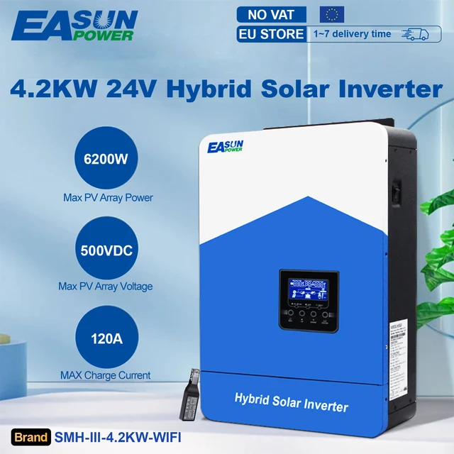 EASUN 4.2KW onduleur solaire hybride hors réseau onde sinusoïdale Pure MPPT inverseur 24V 220V 100A chargeur solaire pour photovoltaïque PV 500VDC 1