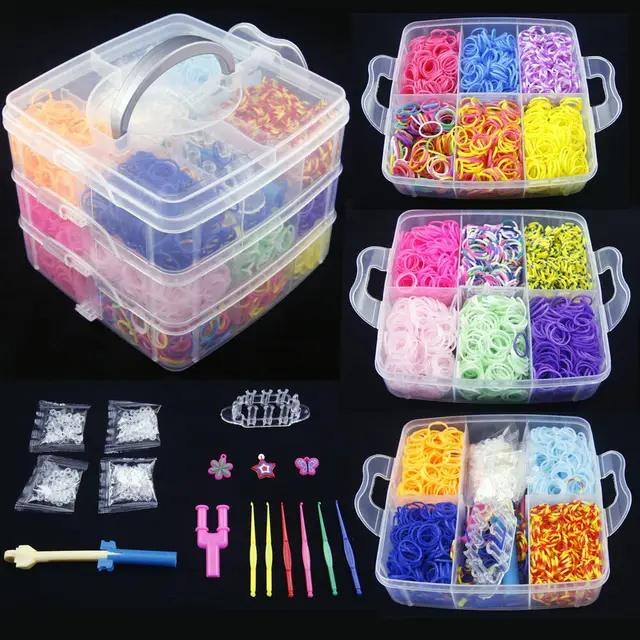 Rubber Bands Loom DIY Weaving Tool Box Creative Set Elastic Silicone Bracelet Kit Kids Toys for Children Girls Gift 5 10 1