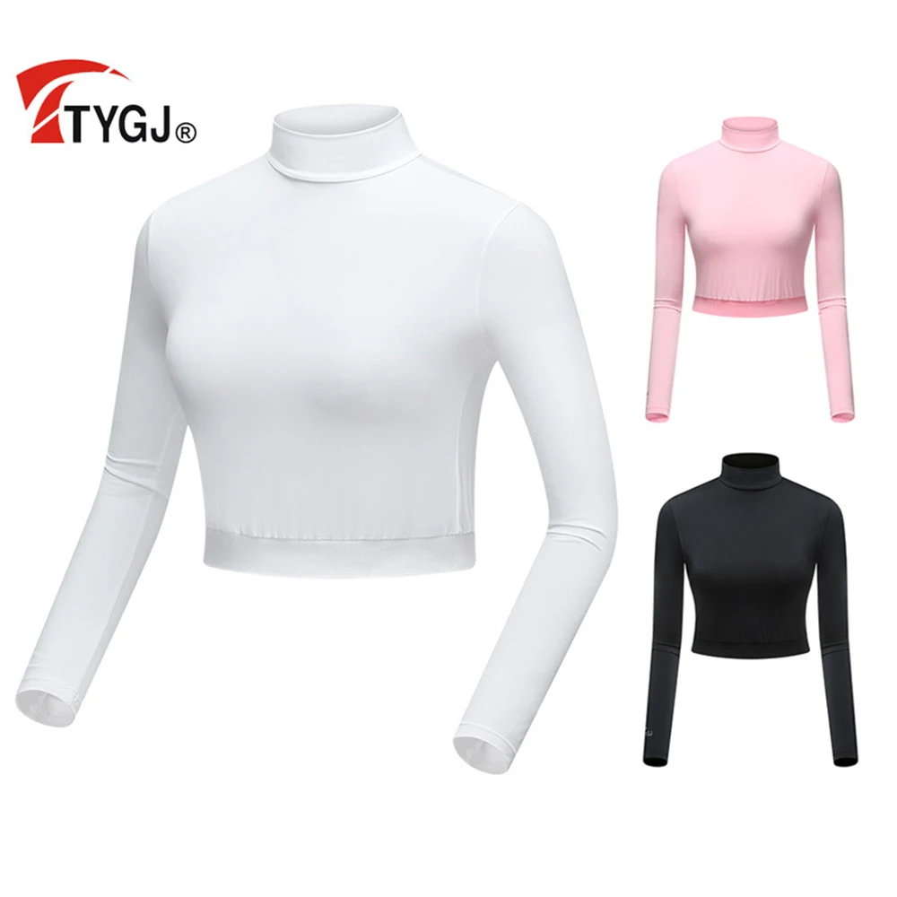 

TTYGJ Golf Quick Drying T-shirt Women's Summer Sunscreen Top High Waist Ice Silk Long Sleeve Undercoat S-2XL