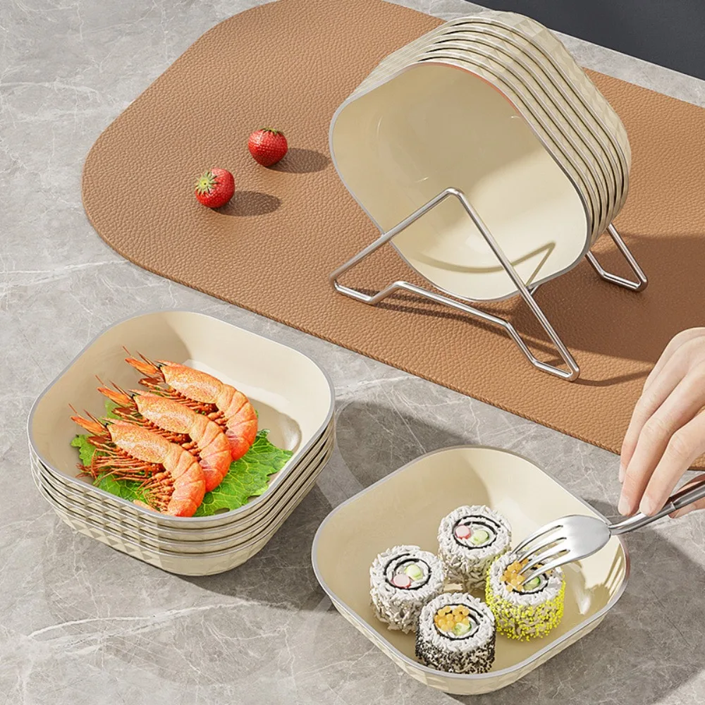 

Square Fruit Plate Durable Anti-drop White Snack Tray Plastic Sauce Dish Living Room