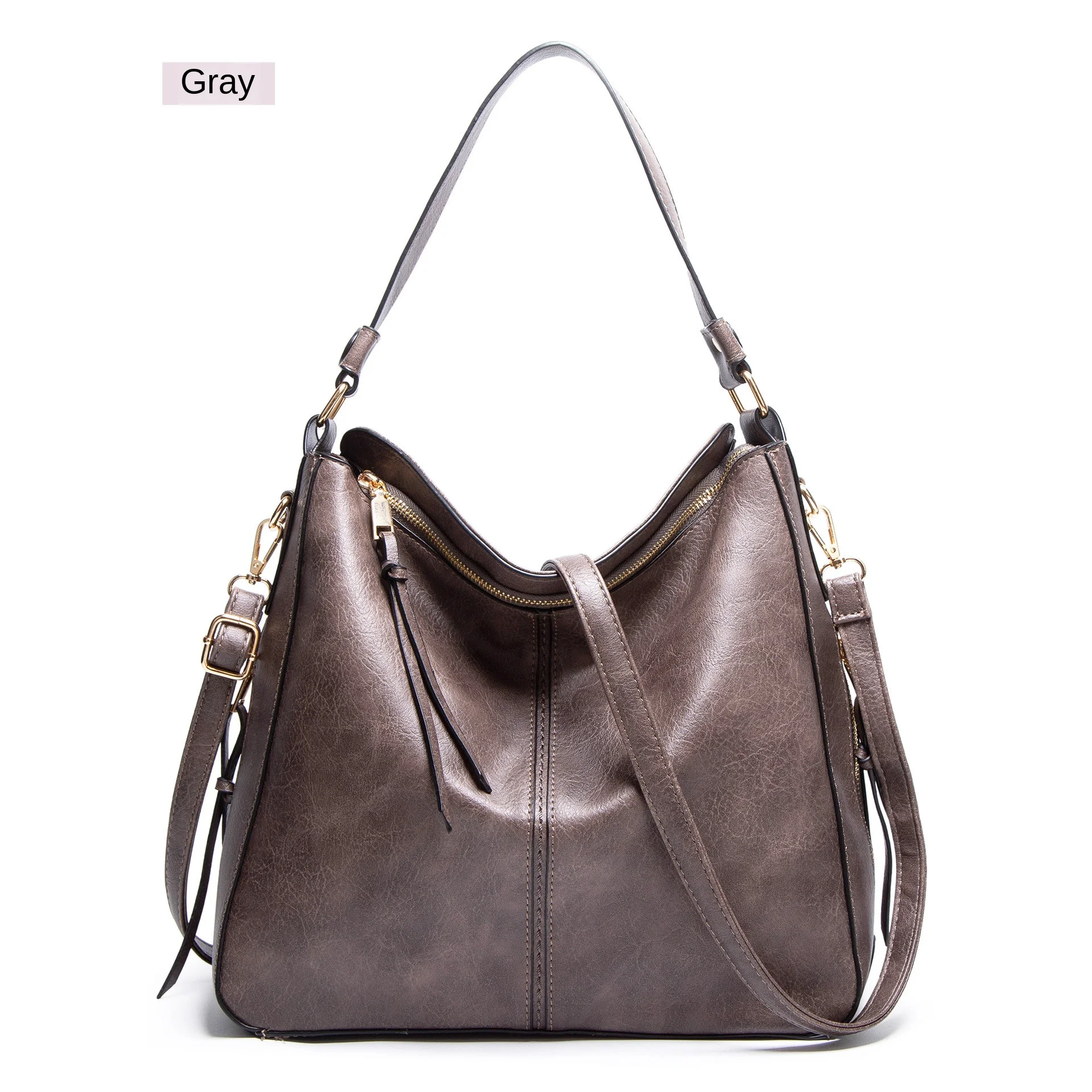 Frauen Handtaschen Hobos Tote Tasche Weiche Pu Leder Retro Designer Große Kapazität Casual Damen Schulter Umhängetasche – Detail 12