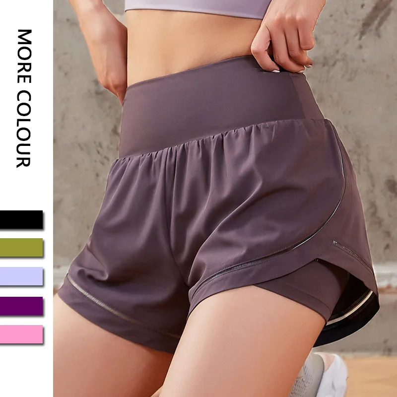 Withered 2024 Summer New Ladies Loose Sports Shorts Quick Dry Fake Two Piece Sports Shorts Yoga Bermuda Shorts Women
