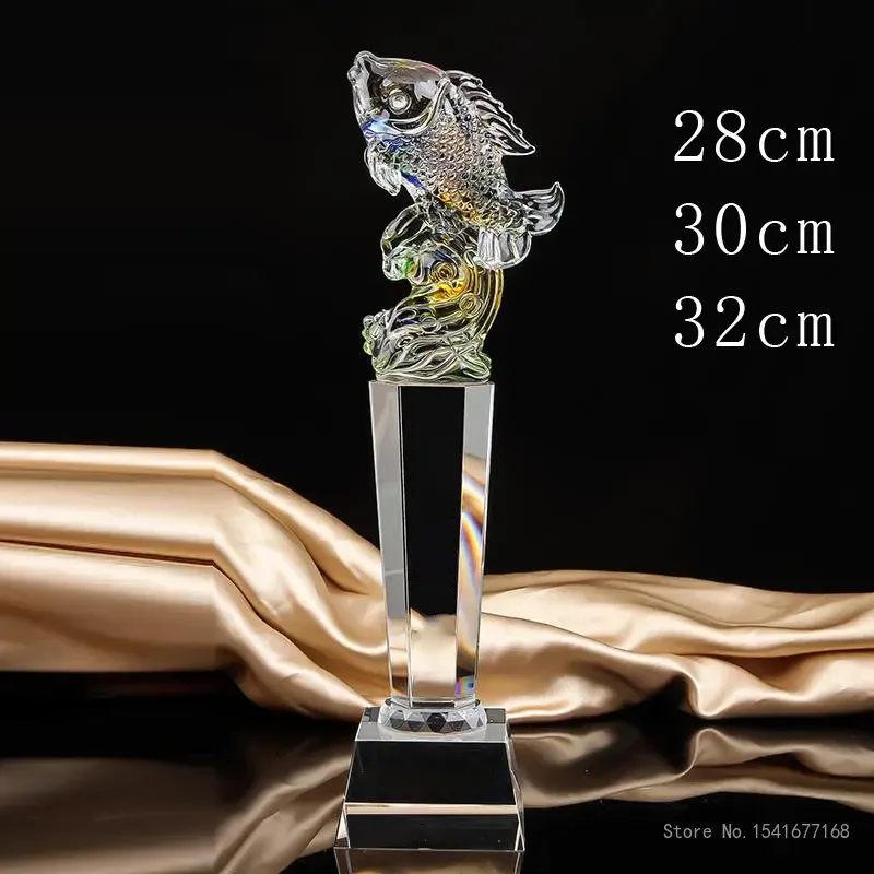 Customized Annual Fish Fishing Competition Crystal Trophy, Lettering High-end Souvenir, Home Decor Awards Fish Shape Trophy, 1Pc