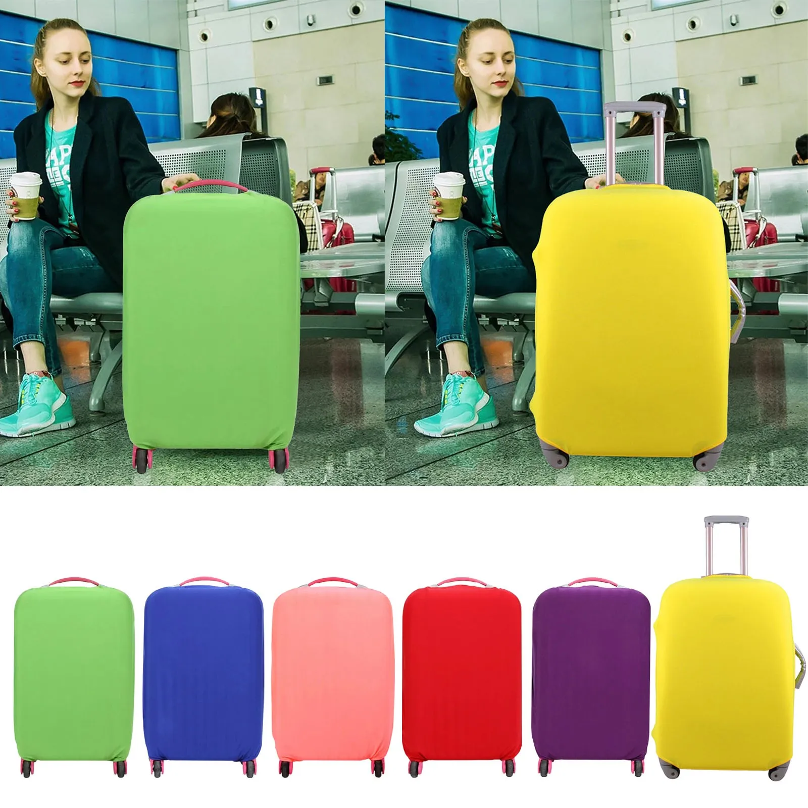 Travel Suitcase Cover Elastic Suitcase Cover Jacket M Size 22 24inch Clothes Drawer Organizers And Storage