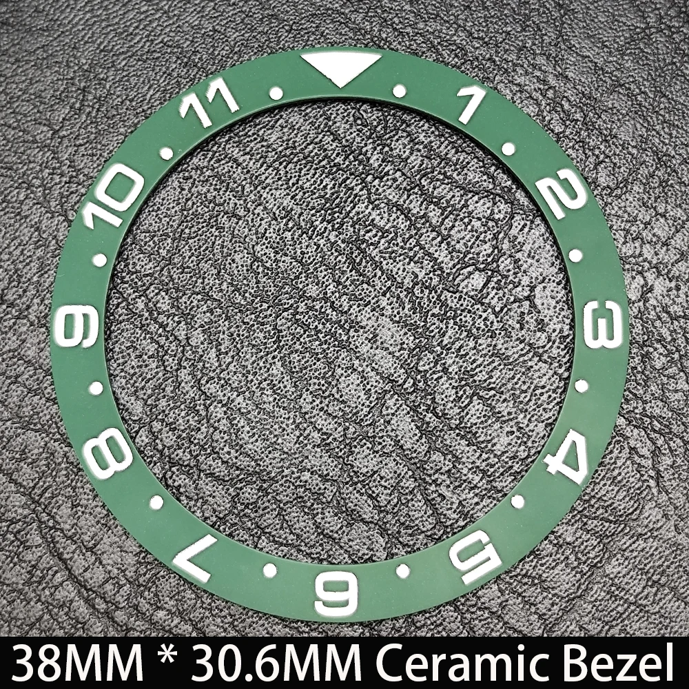 Elegant Blue Luminous Bezel GMT and Diving Watch Insert, Sloping 38mm x 30.6mm Ceramic/Aluminum