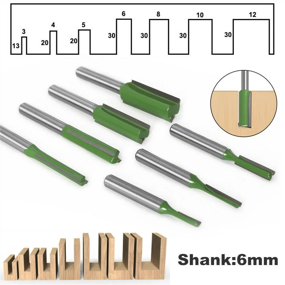 1pc 6MM Shank Milling Cutter Wood Carving Single Double Flute Straight Router Bit Industrial Quality Router Bits Power Tools 1 2 1 4 trim router bit wood slotted knife carbide end mill straight flute bit