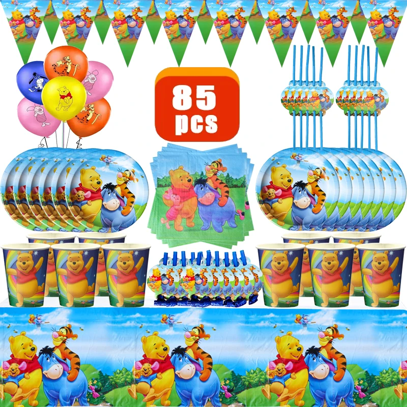 

Disney Winnie the Pooh Bear Tiger Pig Birthday Party Supplies Kit Anime Cute Cartoon Toys Room decoration Kids Birthday Gift