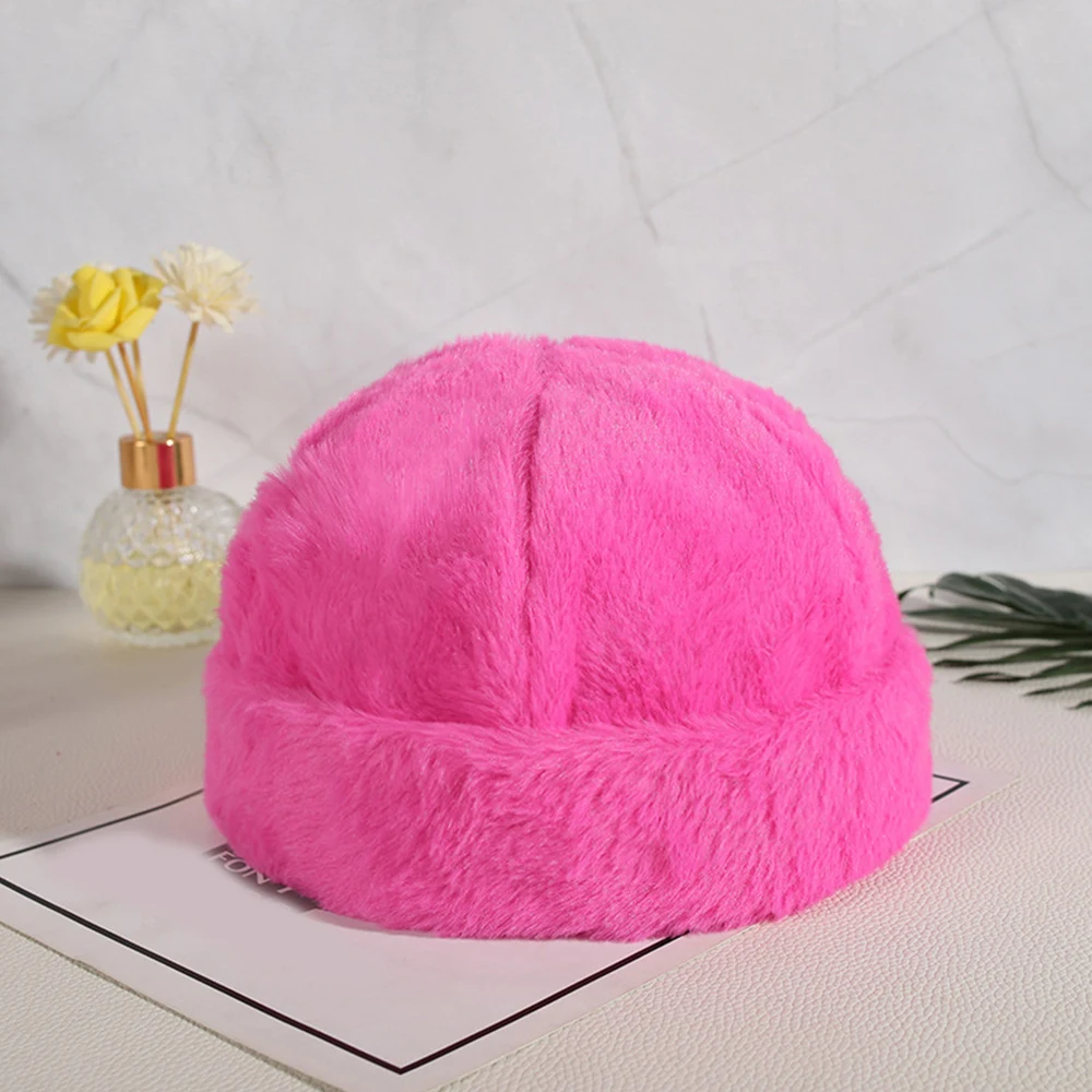 Retro Solid Color Melon Hats Autumn Winter Plush Warm Landlord Hat