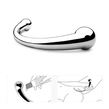 Double Ended Zinc Alloy G Spot Wand Massage Stick Pure Metal Penis P-Spot Stimulator Anal Plug Dildo Sex Toy for Women 2021 2