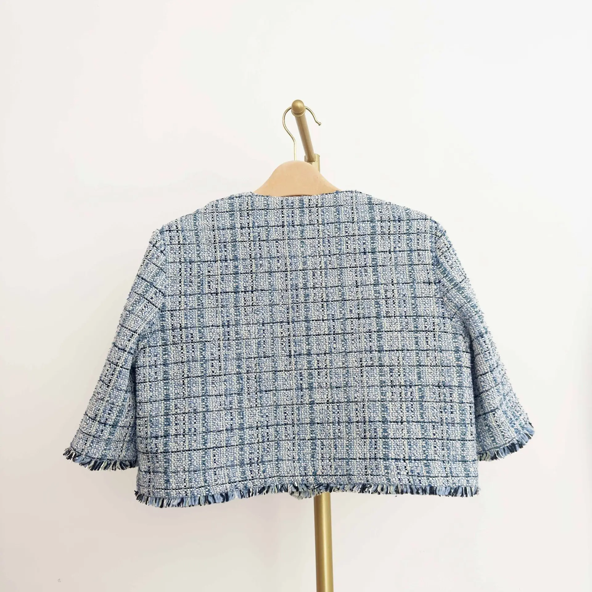 

Женская Повседневная твидовая клетчатая куртка/юбка, осень 2023