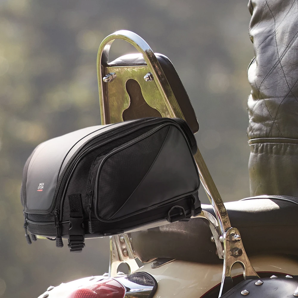 Motorcycle Tail Bag Expandable Sissy Bar Bag Waterproof