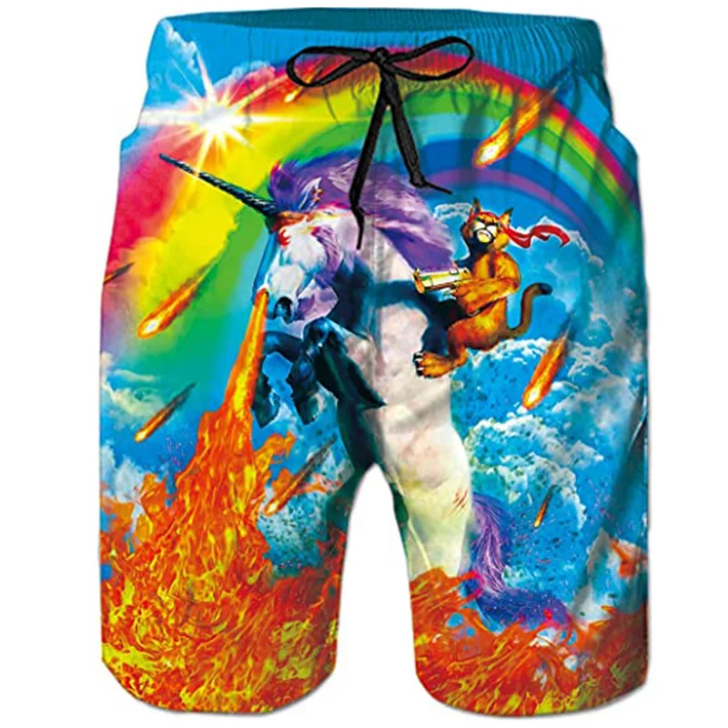 

Pop Funny Animal Graffiti Graphic Shorts Pants 3D Printing Hip Hop y2k Board Shorts Summer Hawaii Swimsuit Cool Surf Swim Trunks