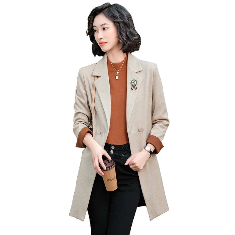 

Large Size Long Coat High Quality Women's 2022 New Autumn and Winter New Professional Work Clothes Long Ladies Office Jacket