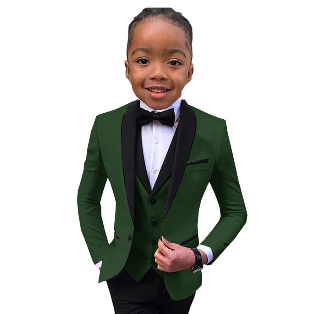 Slim Fit Boy's Suit Set 3 Pieces Tuxedo For Formal Occasion Blazer Vest And Pants Kids Outfit For Wedding Prom School Activities boys suits