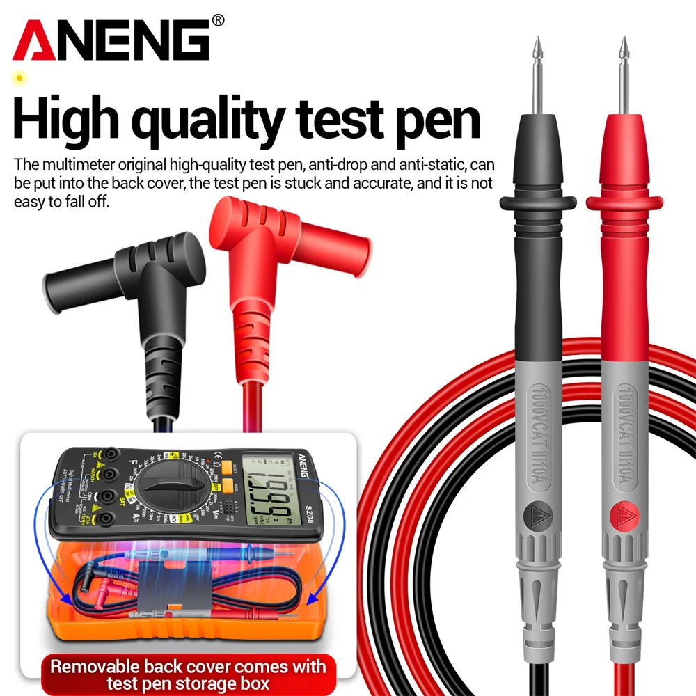 ANENG SZ08 디지털 초박형 멀티미터 스토리지 전문 측정기 자동 전압계 AC DC 220V 저항 휴대용 테스터