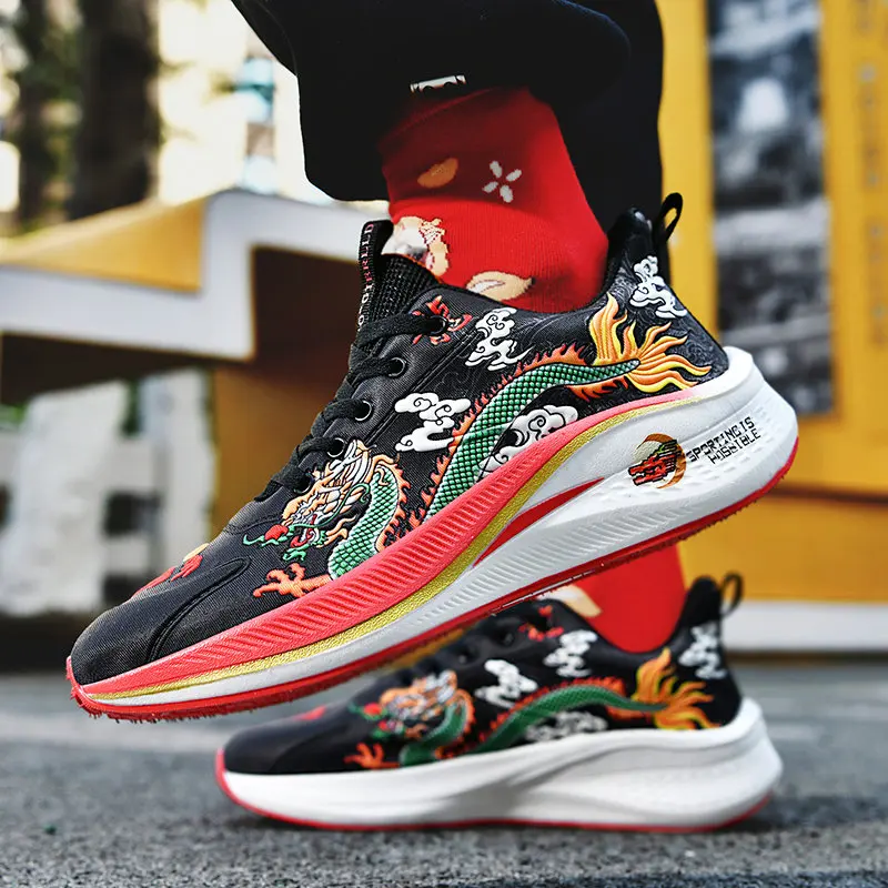 Chinese Dragon Running Shoes For Men Fashion Casual Designer