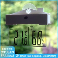 Digital Weather Station Suction Cup Indoor Outdoor Thermometer Large LCD Window Thermometer Hydrometer 1