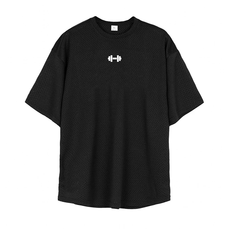 تي شيرت فضفاض بأكمام قصيرة للرجال ، قميص سريع الجف...