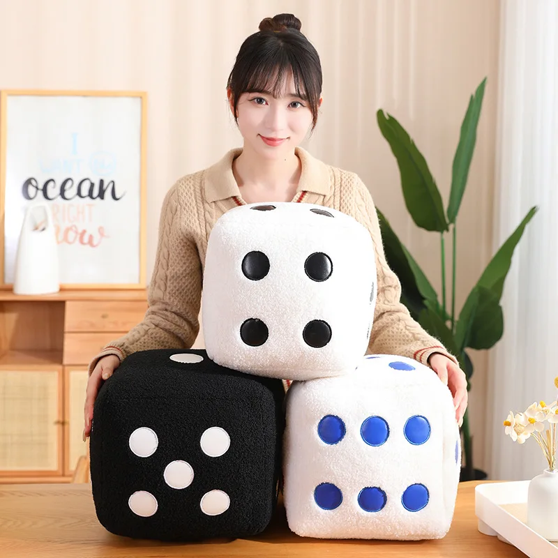 8/25/35cm Stuffed Cube Dice Plush Pillow Soft White Black Colorful Back Support Plushie Interactive Game Gift 2