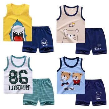 Set di vestiti estivi per bambini Set di vestiti casual per neonati Set sportivo per bambini a maniche corte T-shirt Pantaloncini Abiti per neonati 1