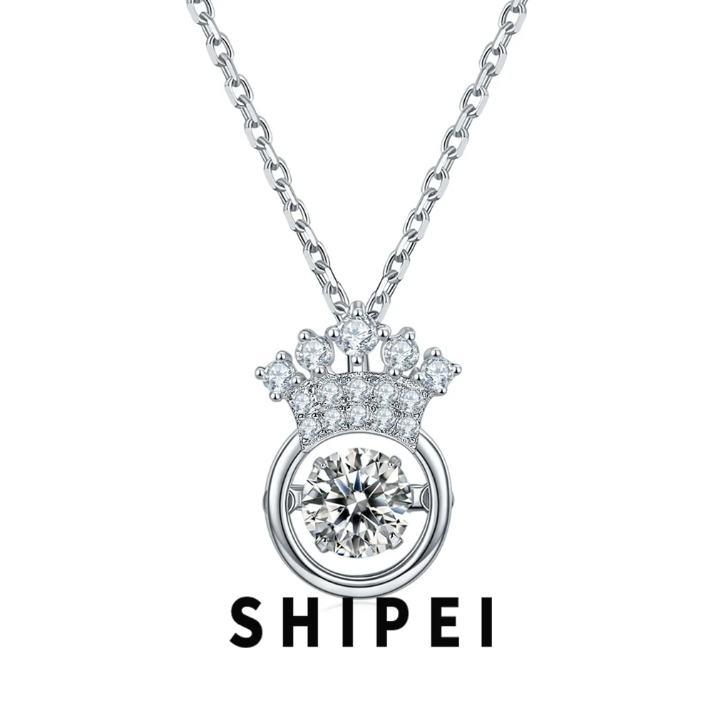 

SHIPEI 0.5CT D Moissanite Diamond Gemstone Fine Jewelry For Women 100% 925 Sterling Silver Rrown Pendant Necklace Gift Wholesale