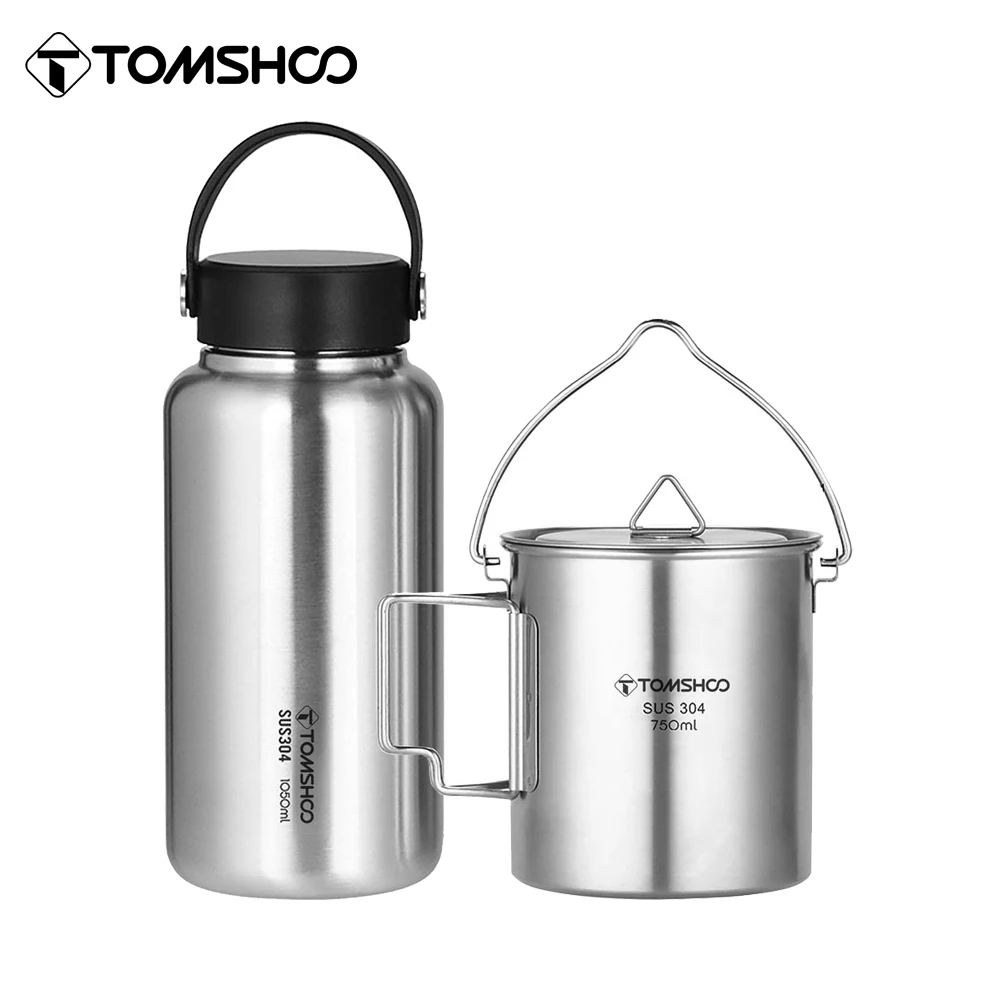 Portable Cups Refillable Plastic Bottles 1.05L 304 Stainless Steel Water Bottle Sports Bottle Coffee Mug Outdoor Camping