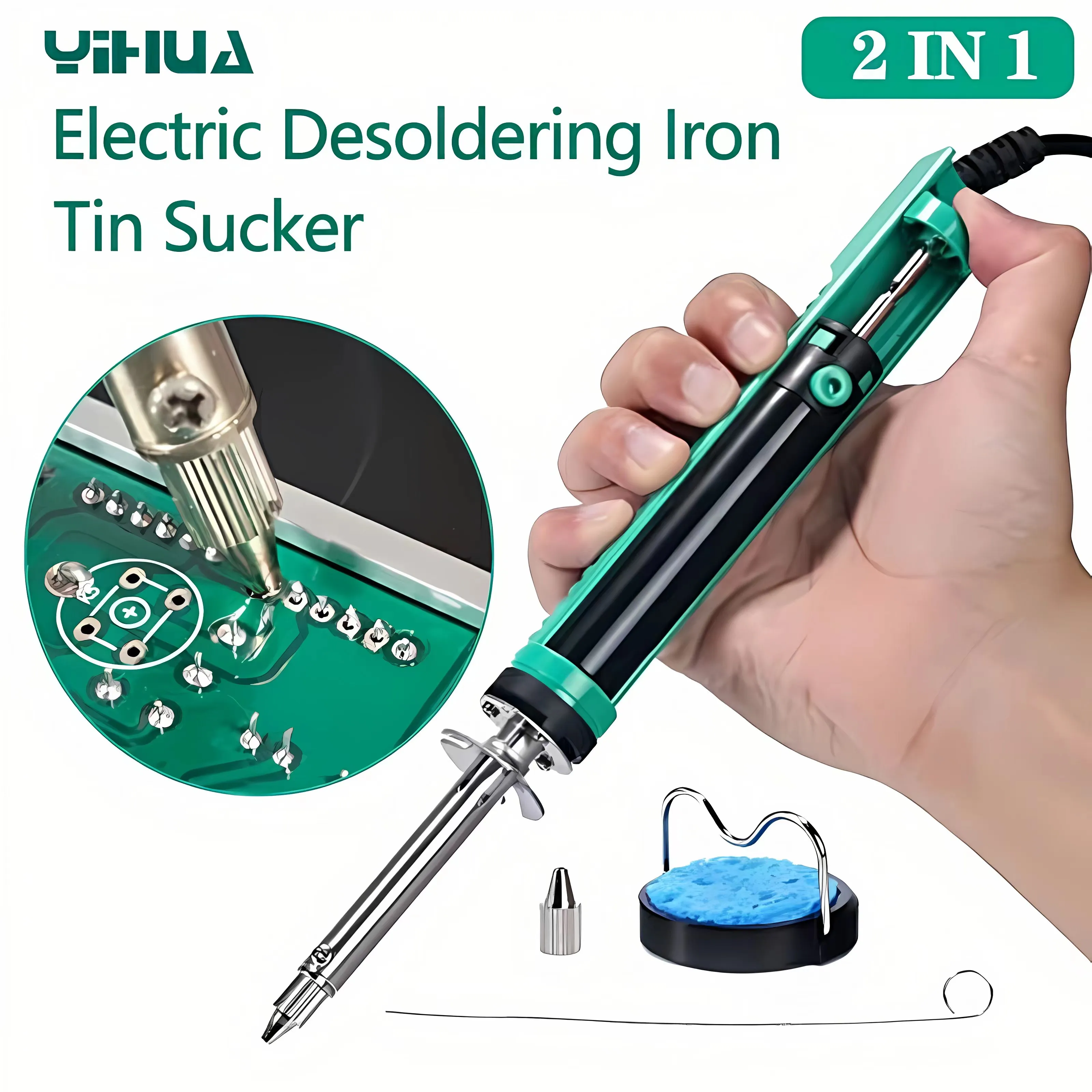YIHUA 929D-V Tin Sucker Electric Desoldering Iron Solder Sucker Desoldering Pump With Desoldering Nozzles Through-Hole Desolder