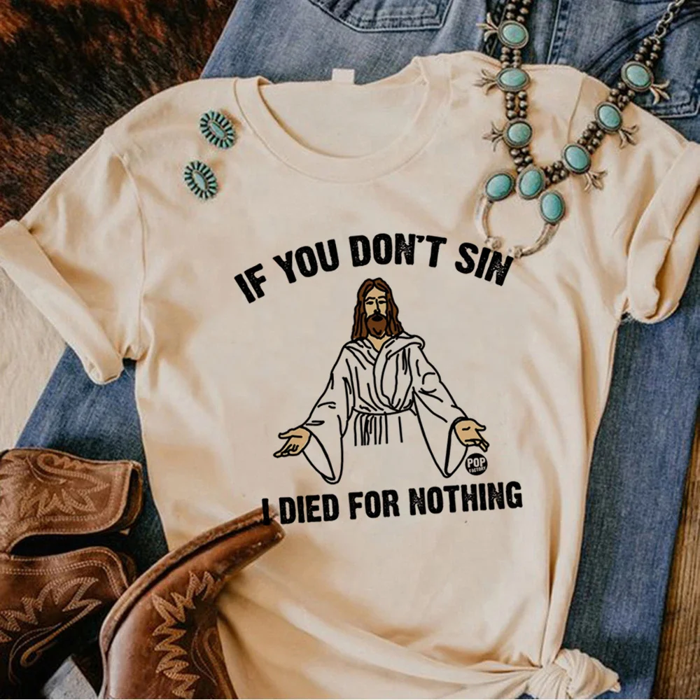 

Jesus Tee women streetwear Y2K t shirt girl designer anime clothes