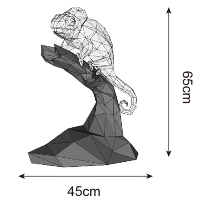 Green Lizard Chameleon Animal Paper Model Home Decor Wall Decoration Papercraft Origami 3D DIY Puzzles Educational Toys 3d paper model paper jigsaw puzzle