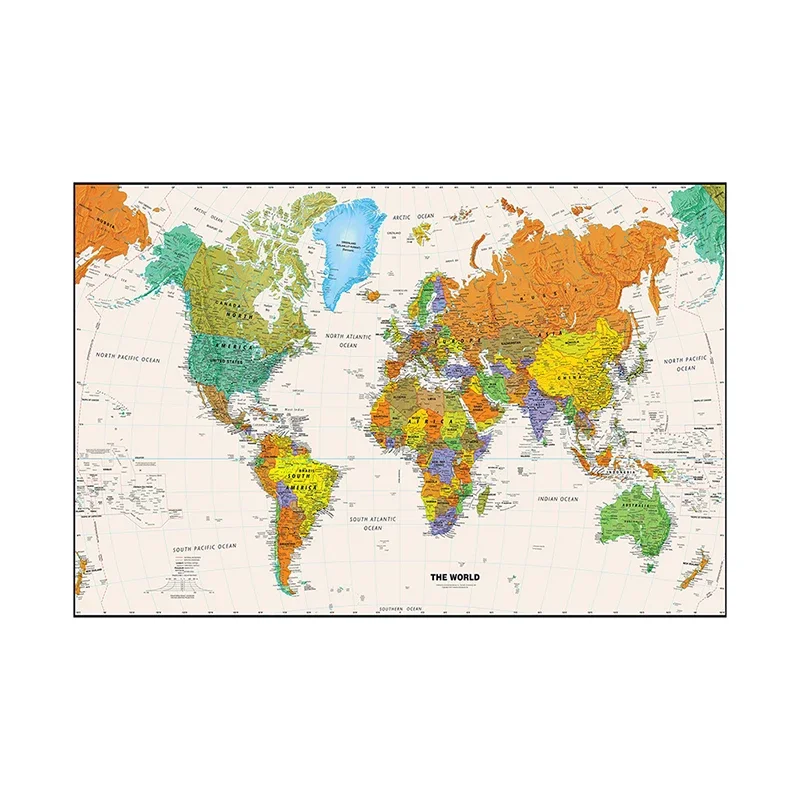 120*80cm Map of The World Retro Art Poster Decorative Canvas Painting Wall Unframed Print Living Room Home Decor Office Supplies