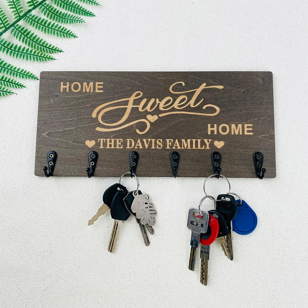 Personalized Key Holder for Wall Wood Custom Key Hook Key Hanger ...