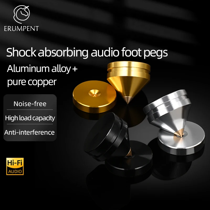 ERUMPENT 4PCS HiFi Speaker Stand Spikes and Amplifier Shock-absorbing Pads