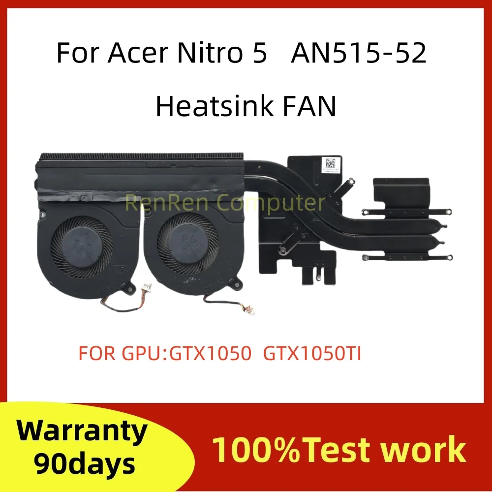 Acer Nitro 5 AN515 AN515-52 AN515-53 시리즈 노트북 방열판 + 팬 AT 용 원본 분해 2920010 C0 DC28000JRF0 100% 테스트됨