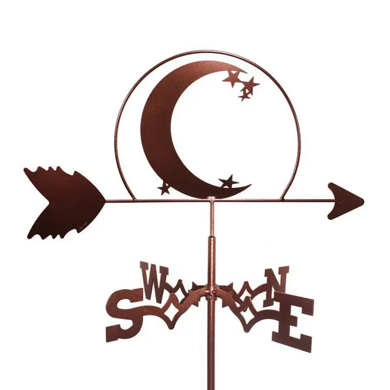 

Unique Metal Moon Star Weathervane Decorative Weather Vane Durable Roof Mount Vane Wind Direction Indicator For Outdoor Garden