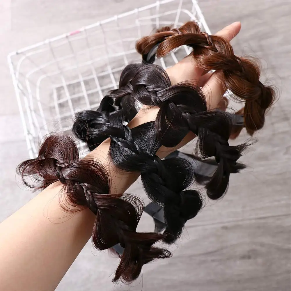 

Sweet Wide-brimmed Non-slip Wash Face Headband Twist Braided Female Hairbands Korean Style Headwear Wig Headband Wide Hair Hoop