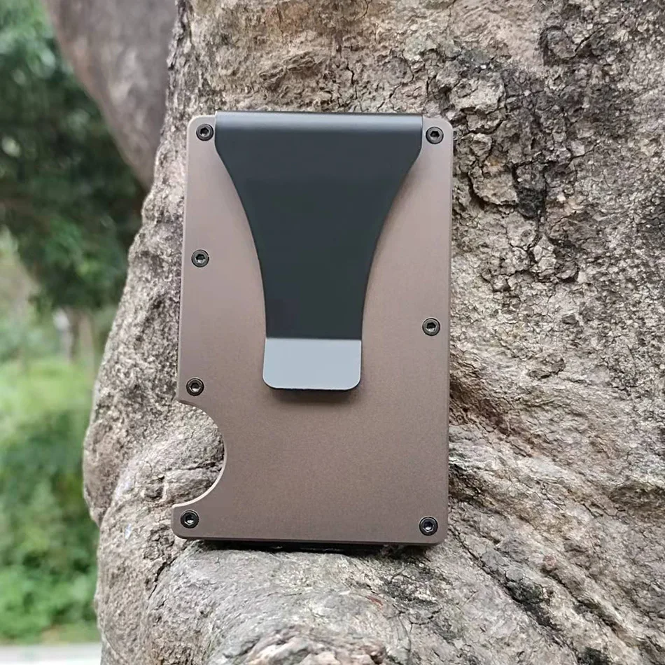 Luxury Designer RFID-Blocking Aluminum Card Holder with Metal Money Clip