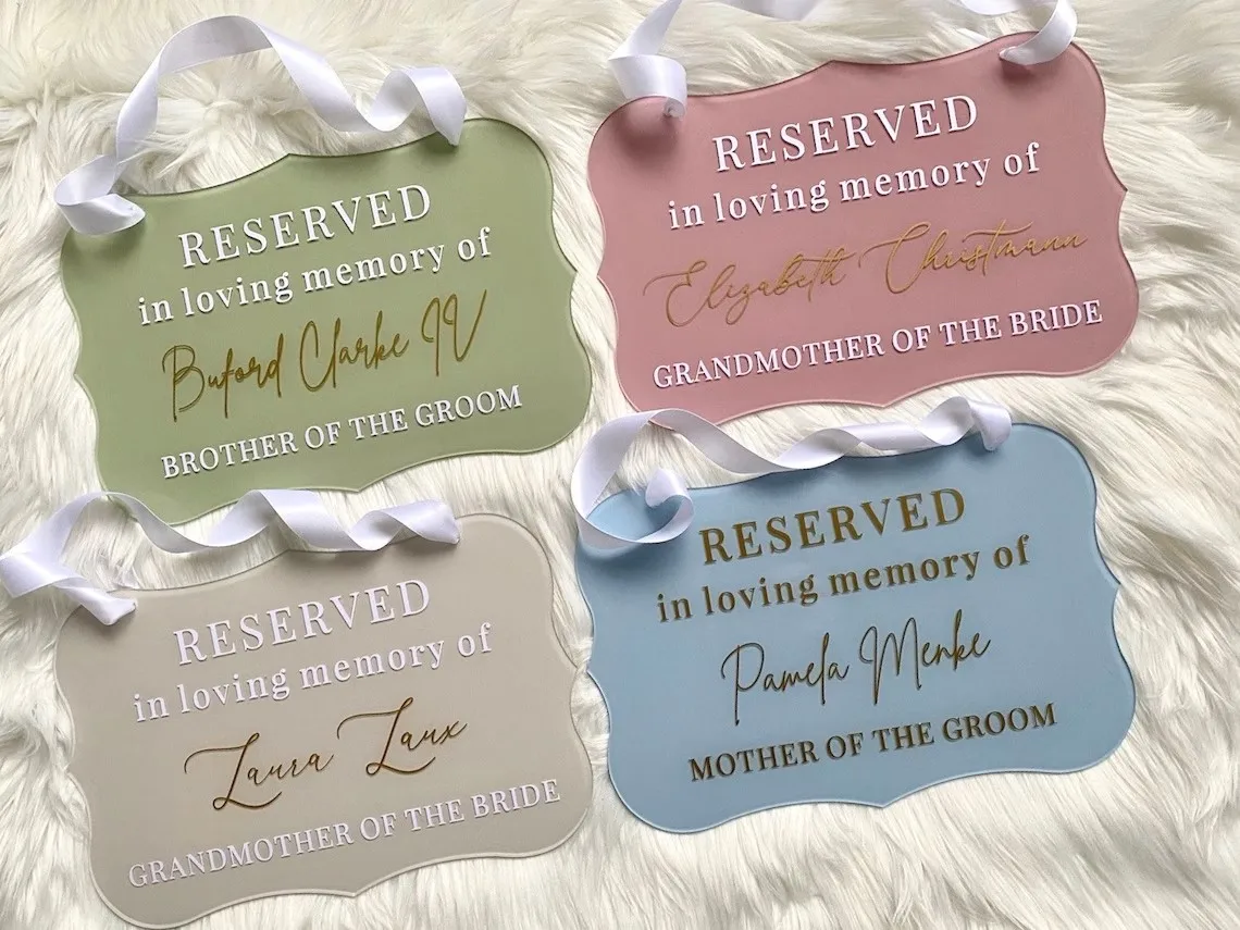 Reserved in loving memory wedding sign, reserved seat sign, this seat is reserved memorial memorial hanging chair sign for