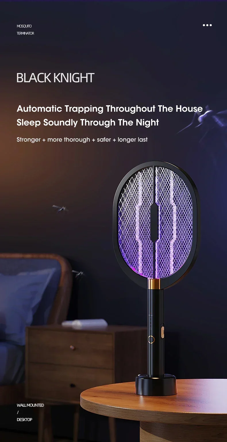 Description Picture 4 of itemNew Electric Mosquito Killer with UV Lamp Handheld Electric Mosquito Swatter Household Outdoor Fly Swatter 3000V Mosquito Killer