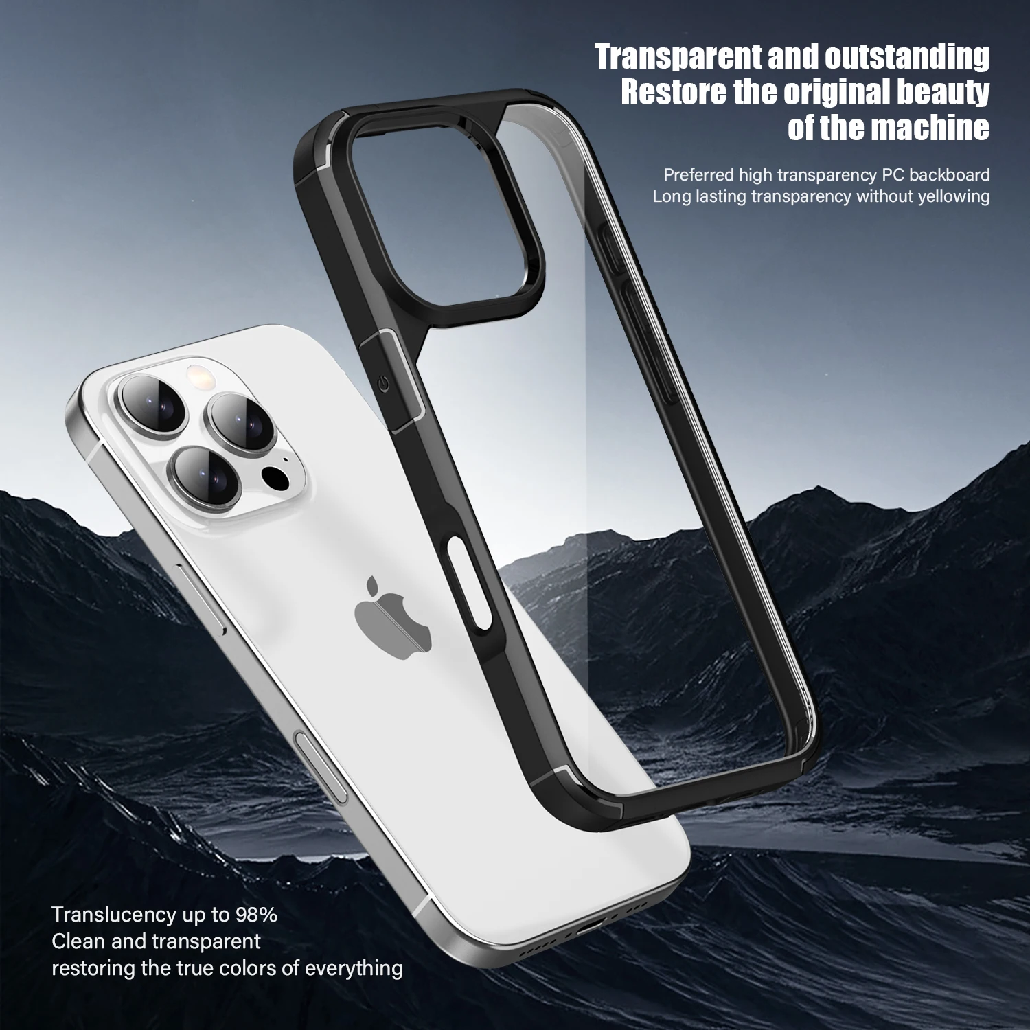 Enhanced Shockproof Armor Clear Case - HD Transparent Soft Silicone+PC Phone Back Cover