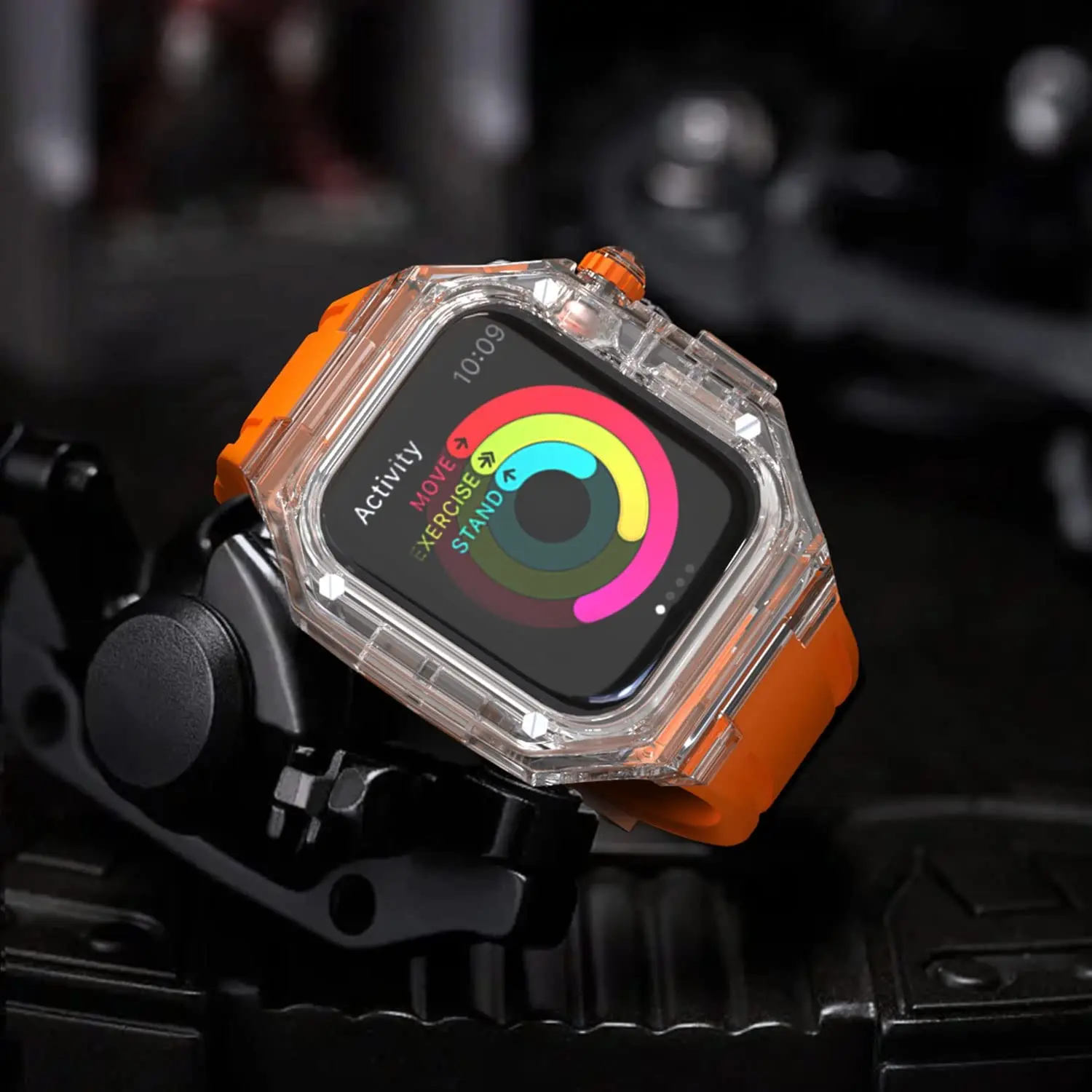 Mod Kit Case+Strap for Apple Watch band 40mm 44mm 45mm 41mm 45 Luxury Rubber Crystal Cover Bracelet iWatch Series 4 5 6 7 8 SE