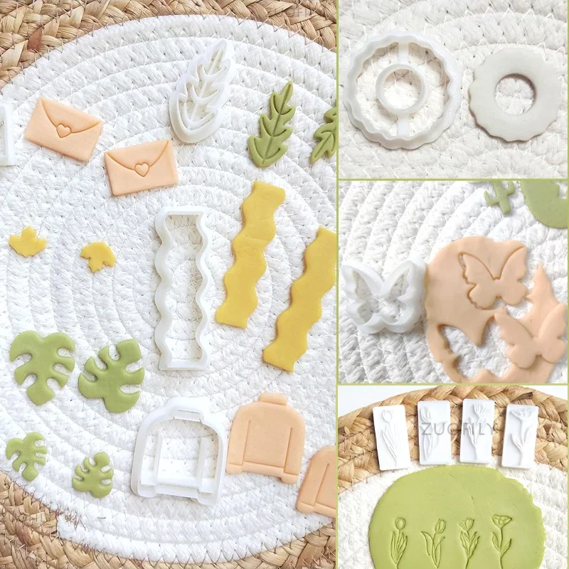 Minimalistic Style Polymer Clay Cutters for Earrings Botanical Geometrical Shape Polymer Clay Molds for Jewelry Earrings Making polymer clay tools