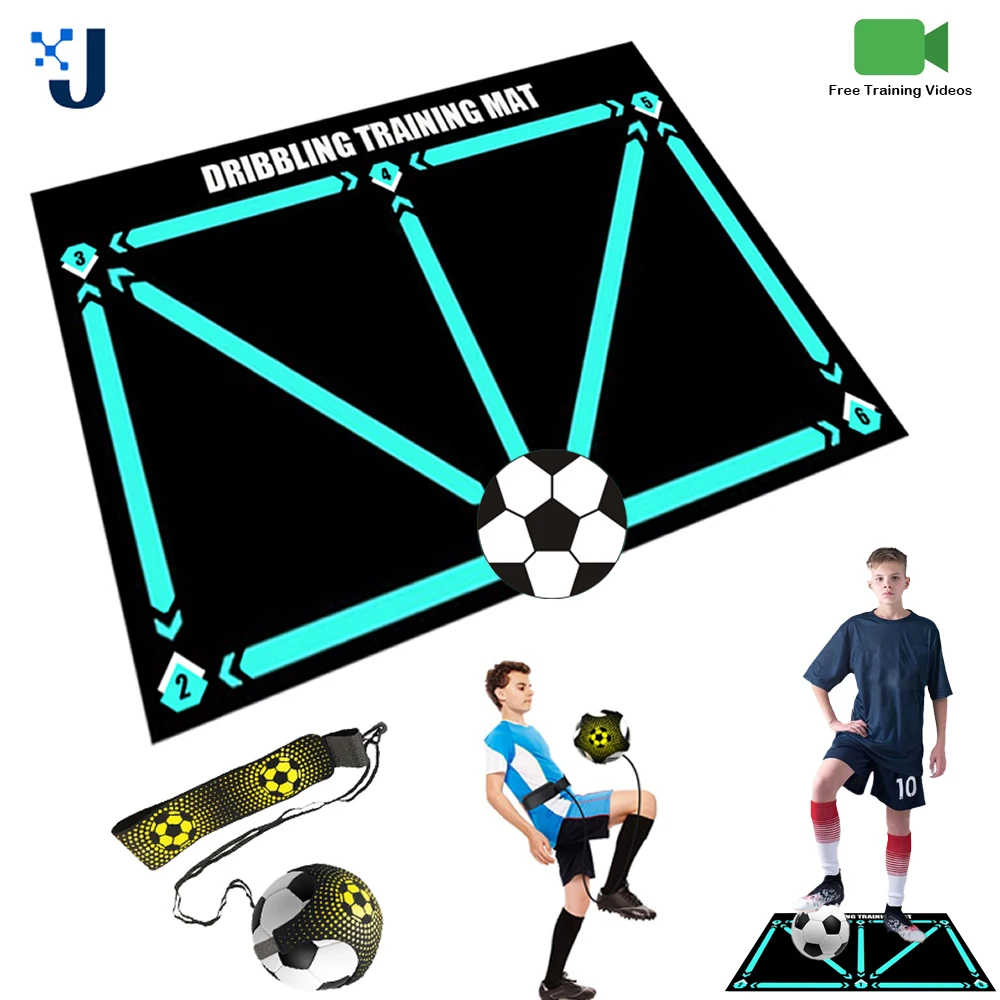 

Football Training Mat Rug with Videos Soccer Futbol Voetbal Training Carpet Kick Trainer Adjustable Aid Hands-Free Solo Practice