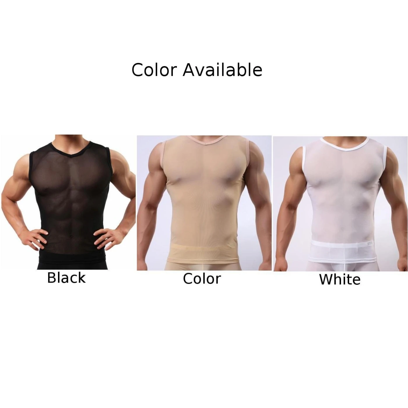 Sexy Men Summer See-Through Fishnet Undershirt T-Shirt Clubwear Running Short Sleeve Tank Top Comfortable Vest Undershirt