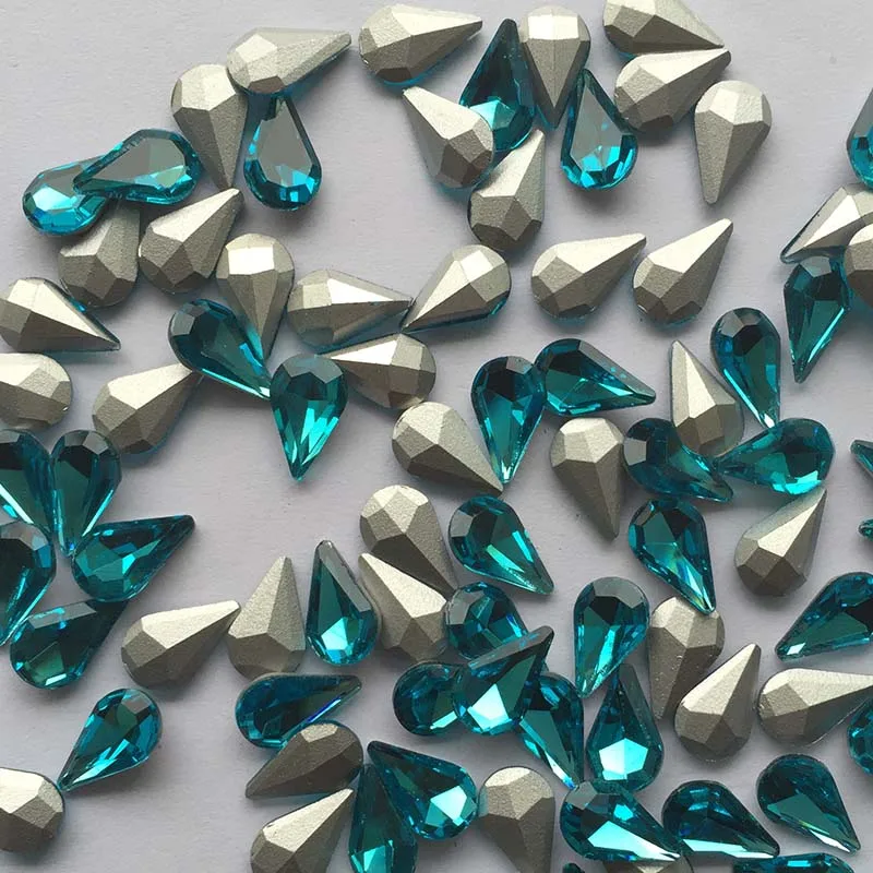 36 Stück 8*13 Schwarz Weiß Grau Blau Gelb Grün Auf Strass Glas Kristall Tröpfchen Geformte Pointback DIY Strasssteine – Detail 13