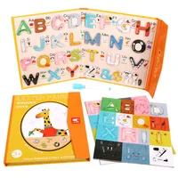 Baby Montessori Wooden Education Fridge Magnet 26 Alphabet Toys Learn Letter Matching Puzzle Magnetic Alphabet Book Toys For Kid 1