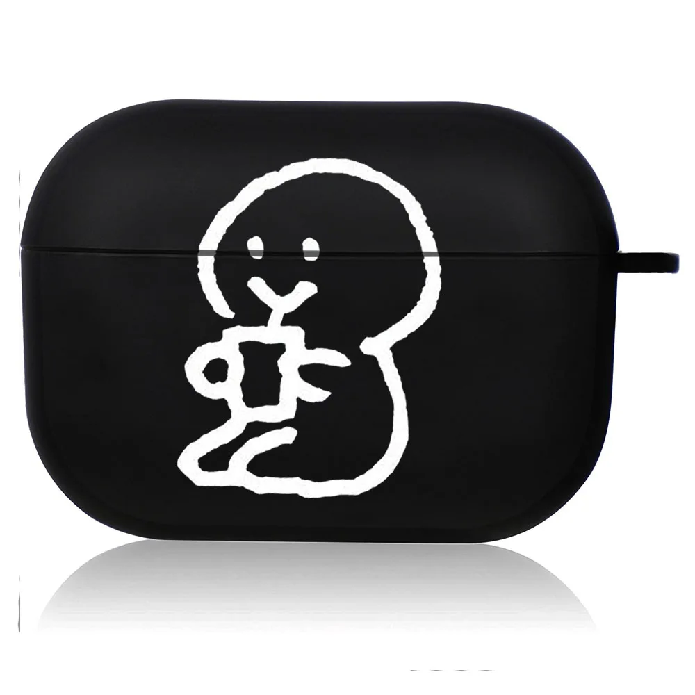 Creative Line Art Black Airpod Case - Cute Cartoon Design